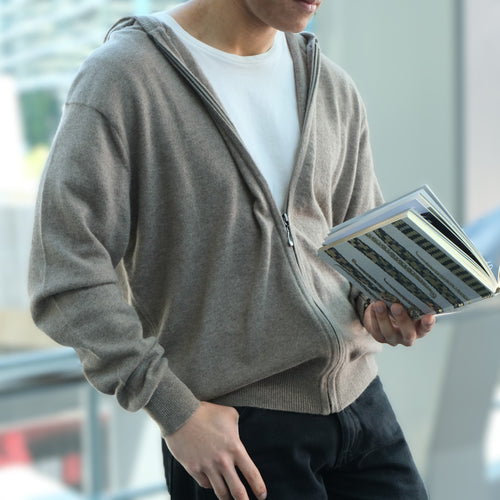 Men's Essential Cashmere Zip Up Hoodie