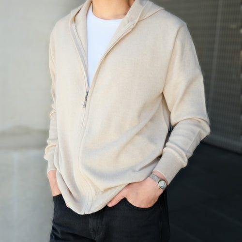 Men's Essential Cashmere Zip Up Hoodie